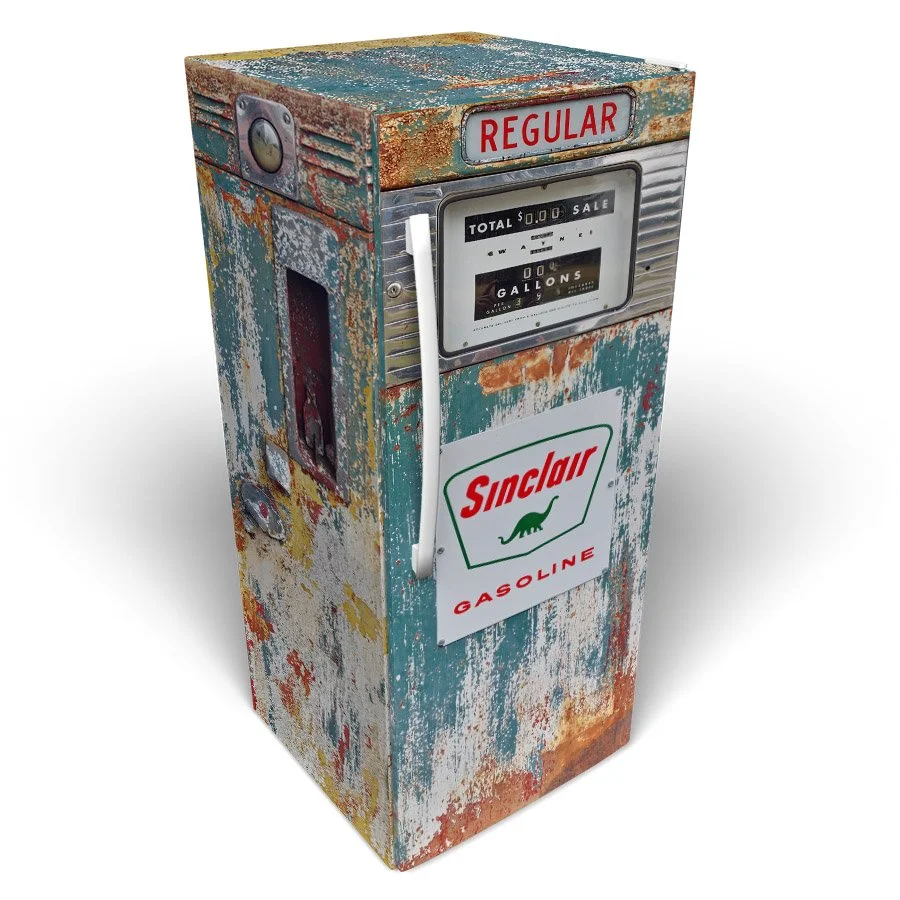 Rustic Green Sinclair Gas Pump Fridge Wrap